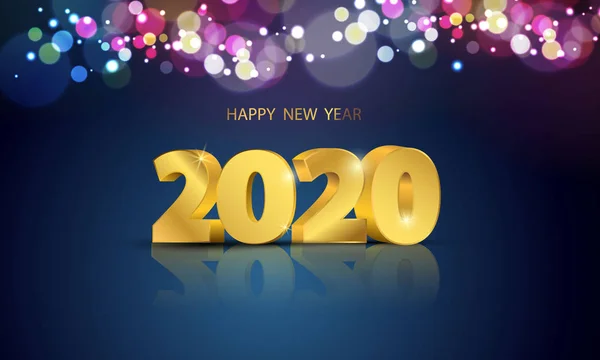 Lights Bokeh Colorful Background Party 2020 Happy New Year Concept — Stock Vector