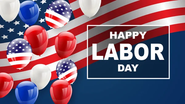Labor Day Card Design Amerikanische Flagge Luftballons Hintergrund Verkaufsvektorillustration — Stockvektor