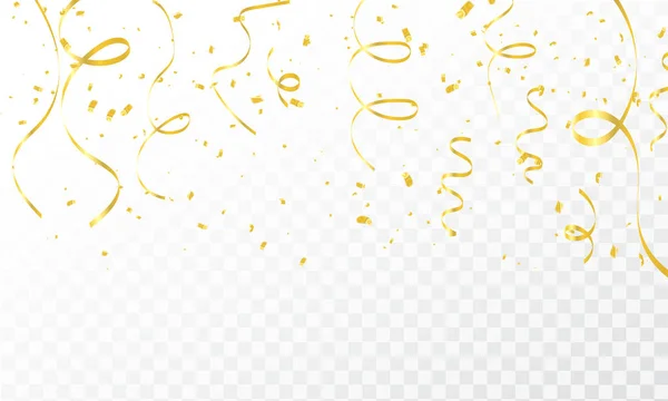コンフェッティゴールドリボンでお祝いの背景テンプレート 豪華グリーティングリッチカード — ストックベクタ