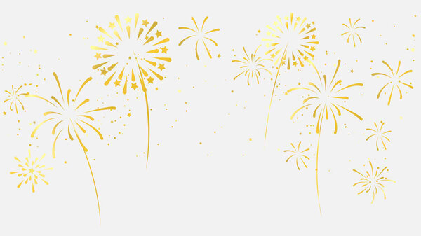 Celebration background template with fireworks gold ribbons. luxury greeting rich card.