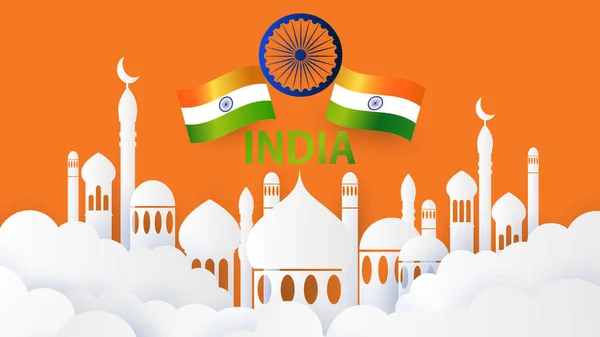 Design Conceitual Dia Independência Índia Graphics Cumprimentando Fundo Celebração Ilustração —  Vetores de Stock