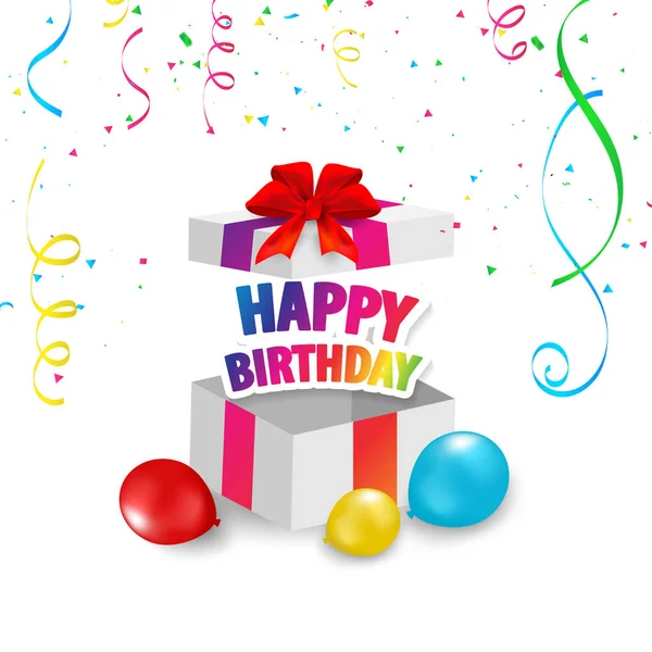 Happy Birthday Box Kleurrijke Viering Achtergrond Met Confetti — Stockvector