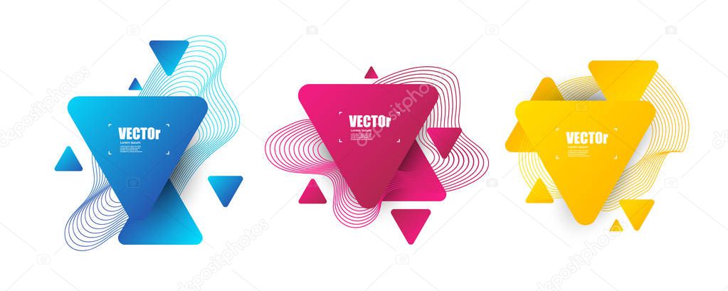 Modern set of abstract banner set Gradient triangle geometric background