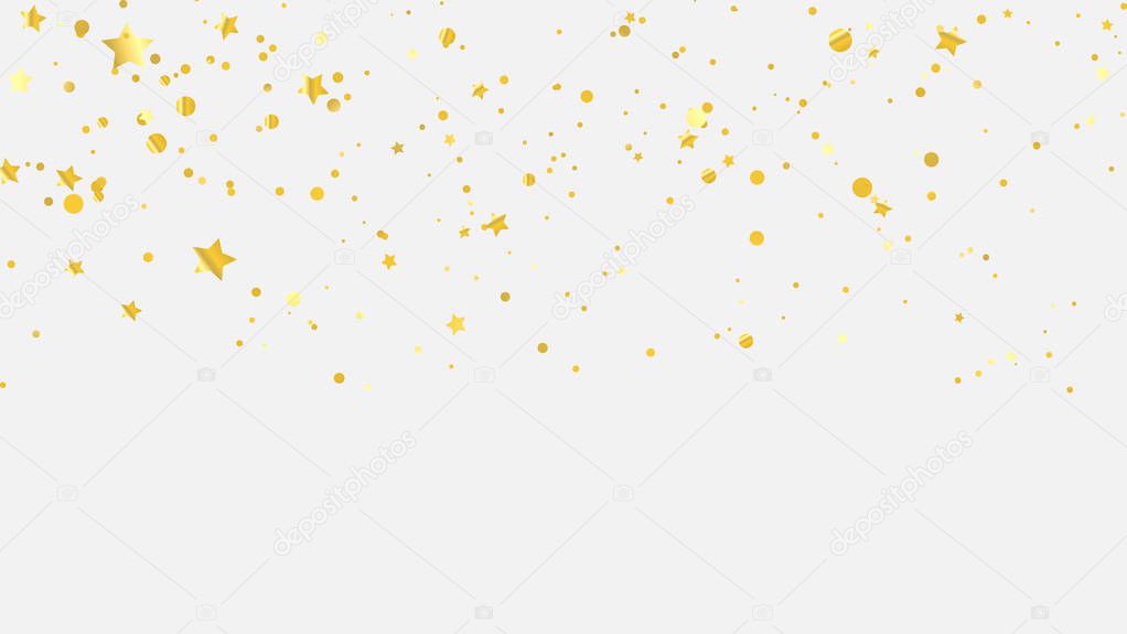 Celebration background template with confetti star gold ribbons. luxury greeting rich card.