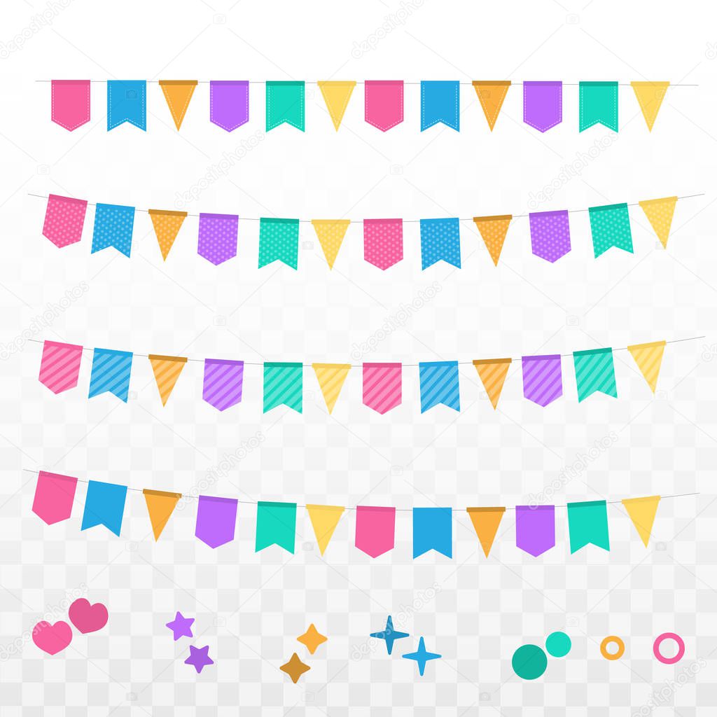 Set flag celebration banner with garland of colour