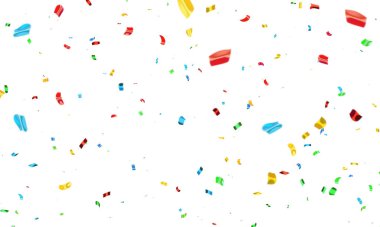 Konfeti ve renkli kurdelelerle kutlama arkaplan şablonu.