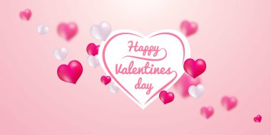 Valentine's day, banner template. red heart with lettering on background. tags poster design Vector brochure.