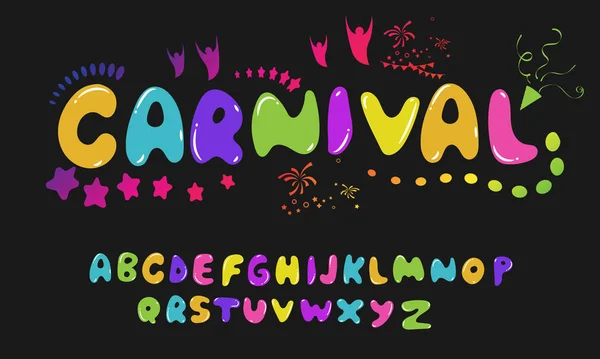 Carnival Font Happy Festive Concept Musical Brazilian Carnival Background Colorful — Stock Vector