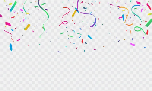 Viering Achtergrond Template Met Confetti Kleurrijke Linten — Stockvector