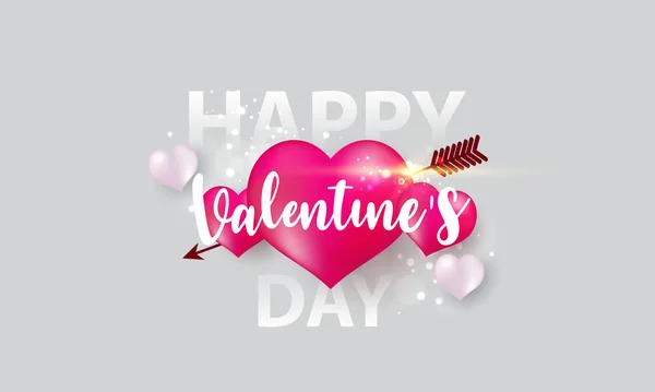 Valentine Day Banner Template Red Heart Lettering Background Tags Poster — 图库矢量图片