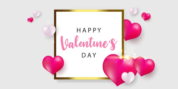 Valentine Day Banner Template Red Heart Lettering Background Tags Poster — 图库矢量图片