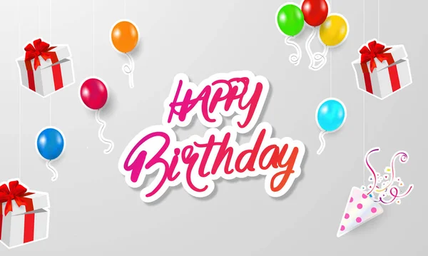 生日快乐气球色彩斑斓的庆祝背景 — 图库矢量图片