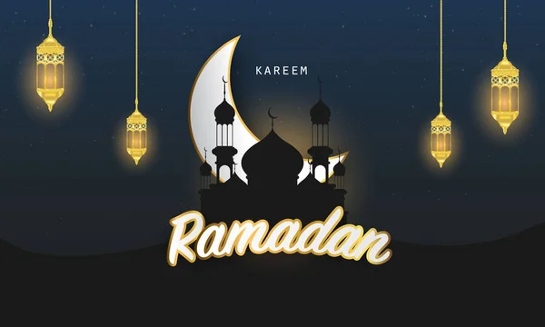 Ramadan Kareem Background Papierschnittvektorillustration Mit Moschee Und Mond Platz Für — Stockvektor