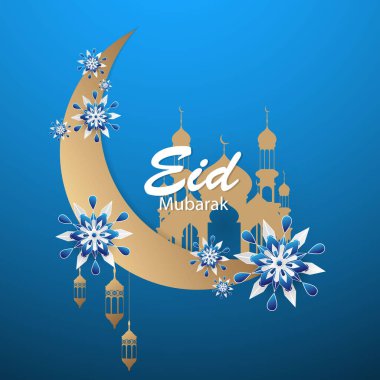 Ramadan kareem 2020 background. vector illustration with mosque and moon, place for text greeting card and banner clipart