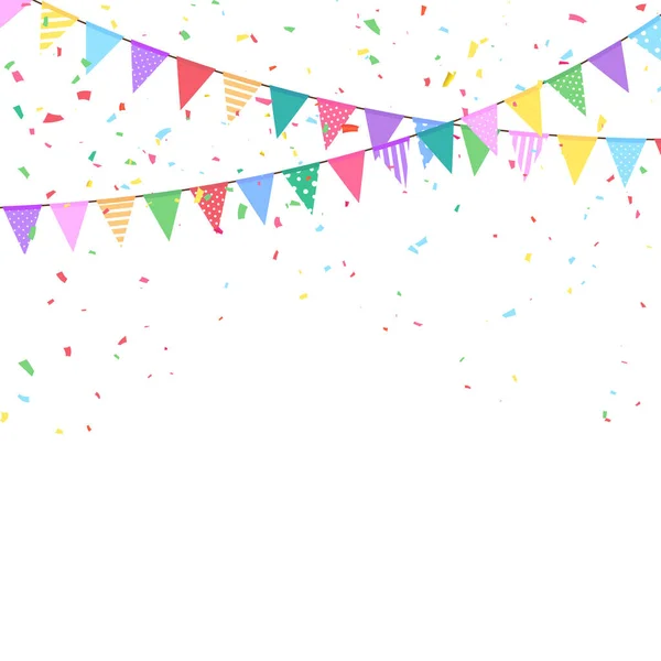 Bandeira Confetti Festa Colorido Celebração Fundo — Vetor de Stock
