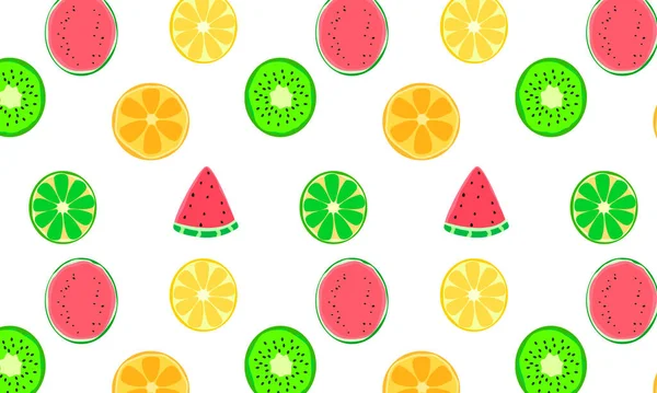 Patrón Composición Frutas Mixtas Cartel Verano Ilustración Vector Bandera Diseño — Vector de stock