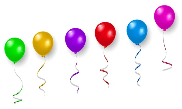 Set Kleurballonnen Confetti Concept Ontwerp Sjabloon Vakantie Happy Day Achtergrond — Stockvector