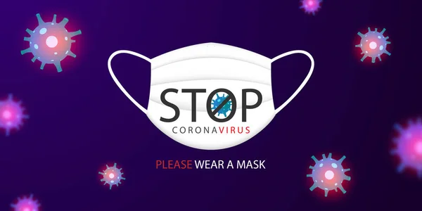 Stop Virus Coronavirus Corona Prega Indossare Concetto Maschera Covid — Vettoriale Stock