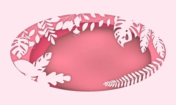 Vektor Opouští Růžový Design Banner Jarní Pozadí Šablona Ilustrace — Stockový vektor