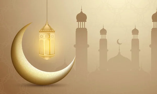 Ramadán Kareem 2020 Antecedentes Ilustración Vectorial Con Mezquita Luna Lugar — Archivo Imágenes Vectoriales
