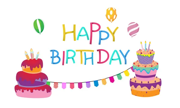 生日快乐横幅色彩斑斓的庆祝背景 — 图库矢量图片