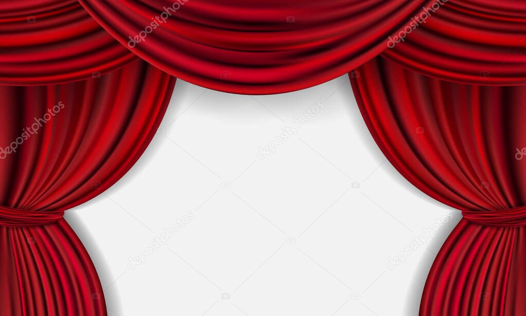 Red curtain background. Grand opening event design.