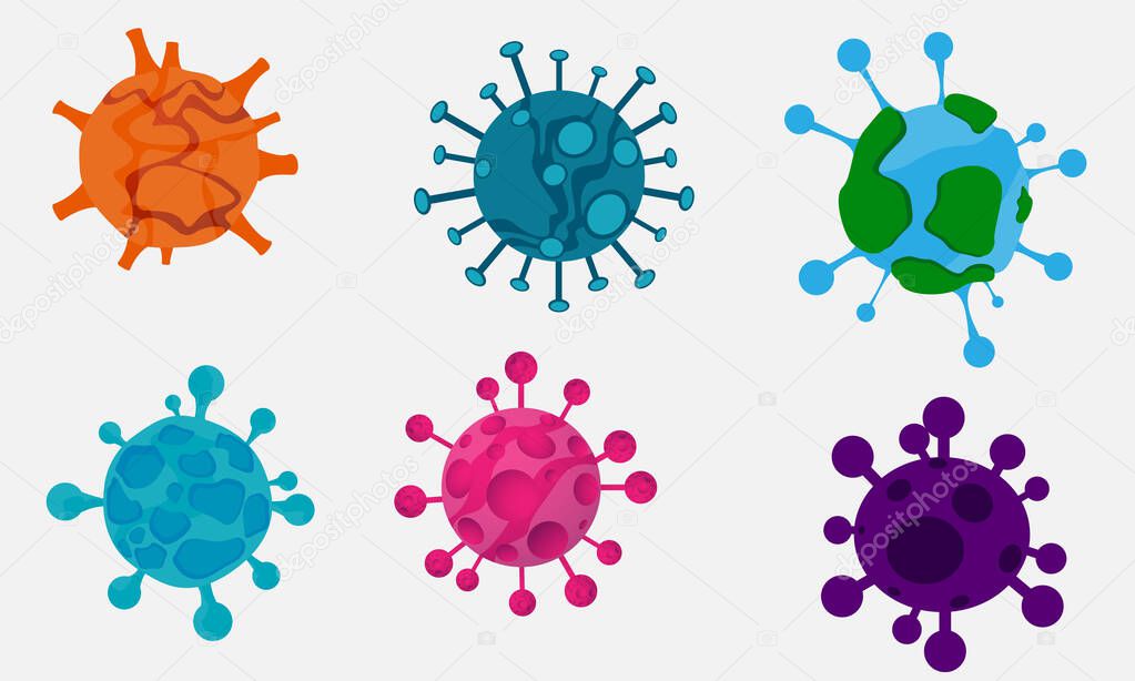 set Coronavirus or Corona virus concept. covid-19