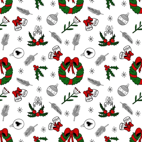 Tek renkli ve kırmızı aksanlı kusursuz bir Noel deseni. Noel çayının dijital çizimi ve kartlar için şekerler, hatıra defteri, ambalaj kağıdı, kumaş ve daha fazlası..
