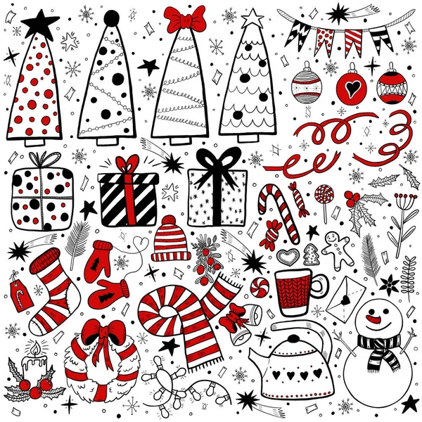 无缝隙的圣诞图案 带有红色口音 圣诞茶 贺卡糖果 剪贴簿 包装纸 织物等的数码绘图 — 图库照片