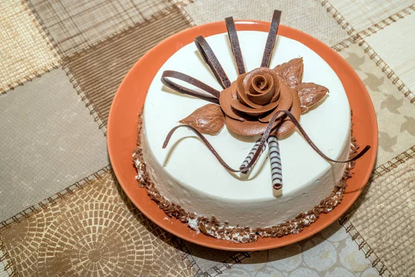 巧克力奶油芝士蛋糕 — 图库照片