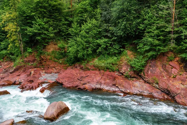 Літній пейзаж з гірською річкою — стокове фото