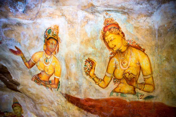 Burcht op Sigiriya muurschilderingen van de vijfde eeuw — Stockfoto