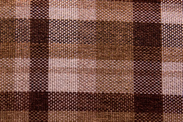 Textile close-up checkered and brown texture — Stock Photo, Image