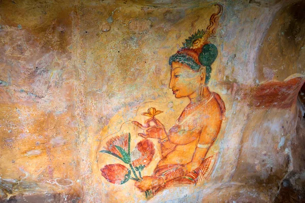 Burcht op Sigiriya muurschilderingen van de vijfde eeuw — Stockfoto