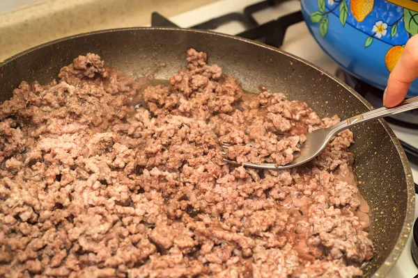 Close-up of fried minced meat — Stock Photo, Image