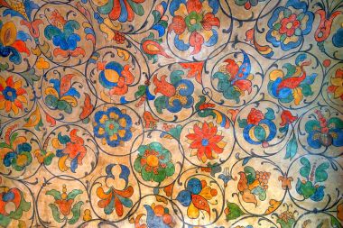 Moskova, Rusya - Ağustos, 2015: St.Basils katedralde dekor duvar