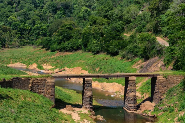Paisaje de puente sobre río en selva — Foto de Stock