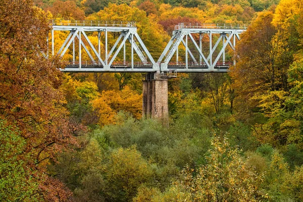 Paysage d'automne avec pont — Photo