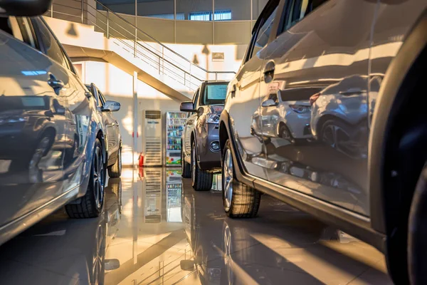 Mobil baru di showroom dealer — Stok Foto