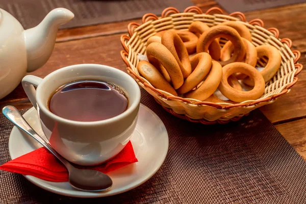 Tea with bagels Russian tradition — Stock Photo, Image