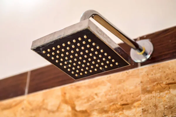 Hard water deposit and rust on shower tap — Stock Photo, Image