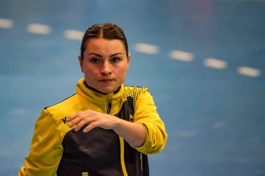 Rostov-On-Don, Rusya Federasyonu-yaklaşık Ekim 2017: Rus hentbol oyuncu Marina Sudakova yakından