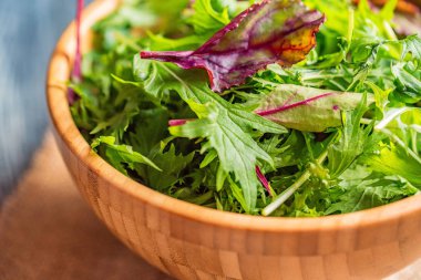 Kırsal arka planda taze sebze salatası