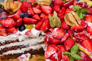 Üstten Görünüm lezzetli kek çilek ile