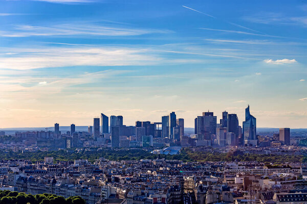 PARIS, FRANCE - JUNE 2014: La Defense is a major business district of Paris and is Europes largest purpose-built business district