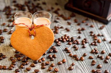 Kremalı likörü kahve çekirdekleri ile çekim