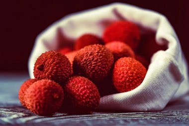 Beyaz çuval Lychee meyve kapatın