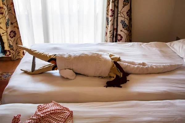 Asciugamano in coccodrillo per regalo di benvenuto asciugamano piegato — Foto Stock