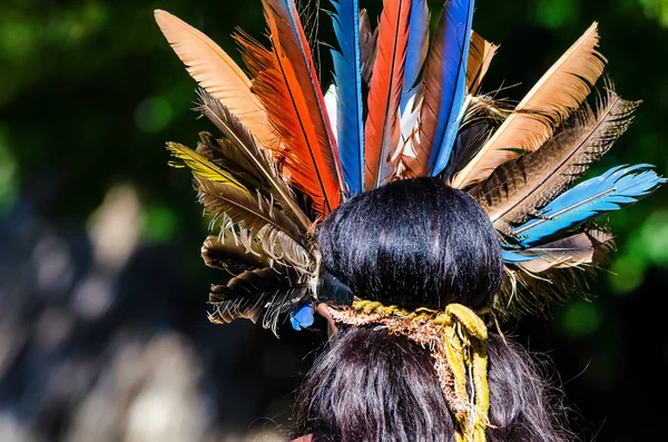 Visão traseira da mulher em headwear crioulo tradicional — Fotografia de Stock