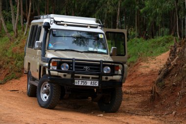 Morogoro, Tanzanya - 3 Ocak 2015: Safari jeep Tanzanya yolda